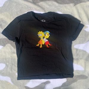 Black embroidered simpsons crop top